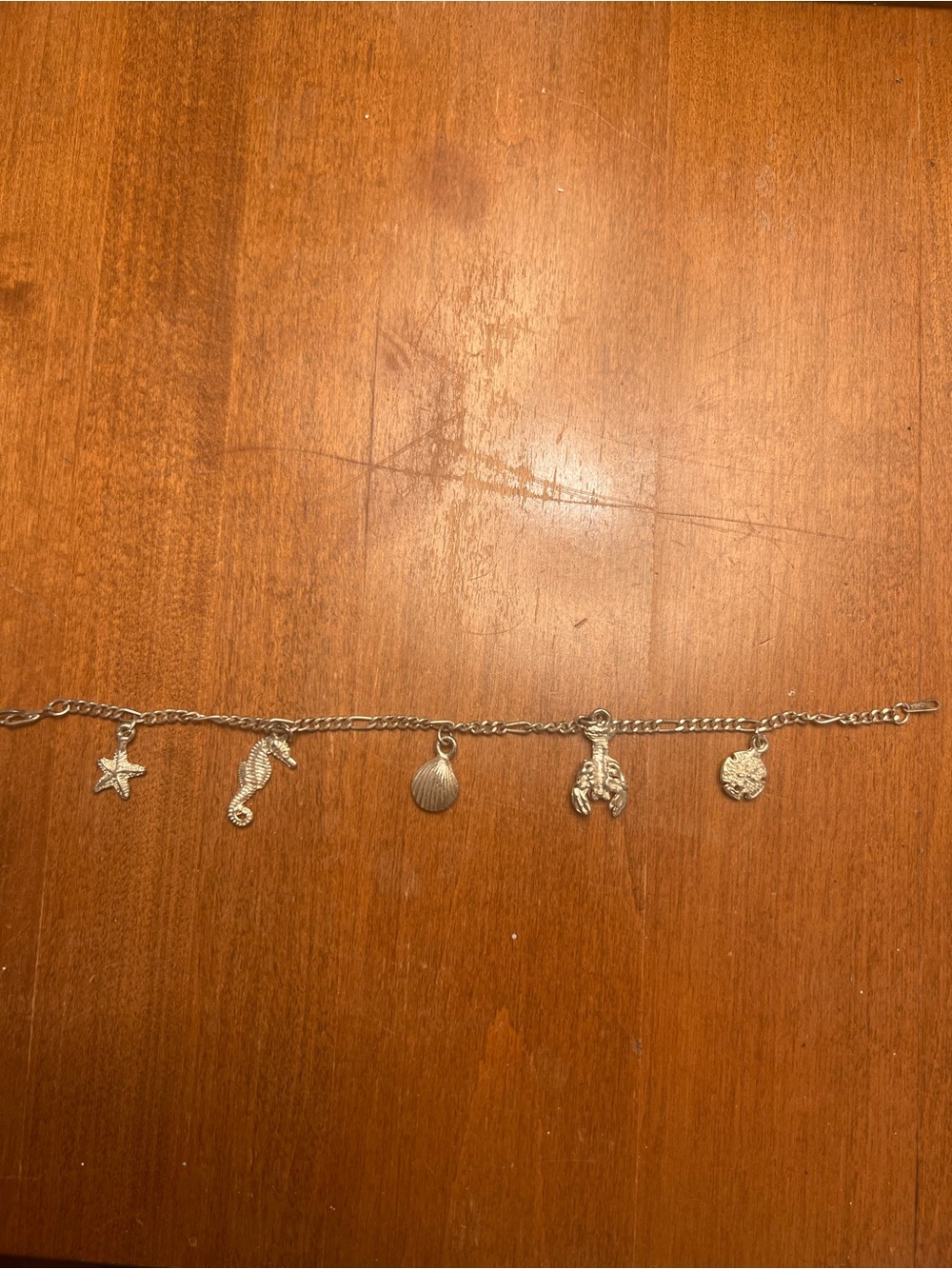 Silver Tone Sea Charm Bracelet Beach Starfish Seahorse Shell Lobster Sand Dollar